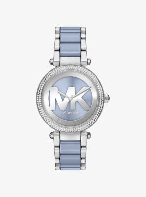 Oversized Parker Pav&eacute; Blue-Tone Watch