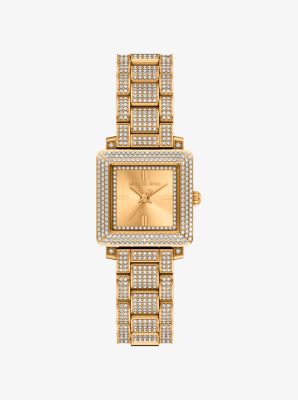 Petite Gwynn Pav&eacute; Gold-Tone Watch in GOLD | Michael Kors