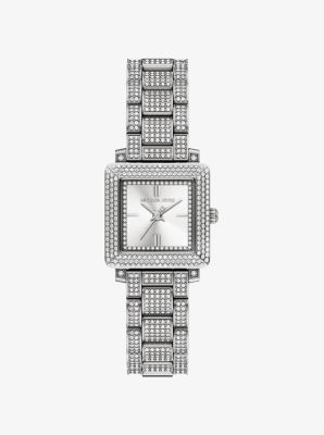 Petite Gwynn Pav&eacute; Silver-Tone Watch in SILVER | Michael Kors