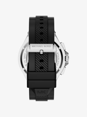 Montre surdimensionn&eacute;e Lennox de ton argent &agrave; pav&eacute; avec bracelet en silicone in ARGENT | Michael Kors
