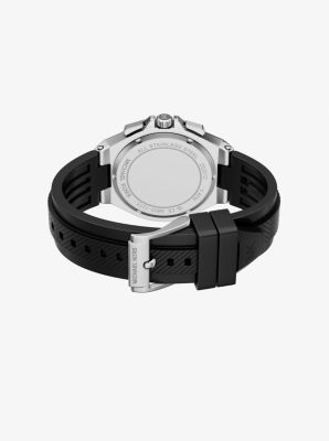 Montre surdimensionn&eacute;e Lennox de ton argent &agrave; pav&eacute; avec bracelet en silicone in ARGENT | Michael Kors