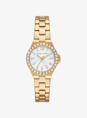 Mini Lennox Pav&eacute; Gold-Tone Watch in GOLD | Michael Kors