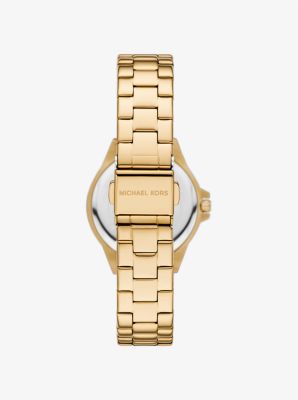Mini Lennox Pav&eacute; Gold-Tone Watch in GOLD | Michael Kors