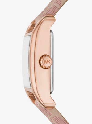 Petite Monroe Rose Gold-Tone and Logo Strap Watch in ROSE GOLD | Michael Kors