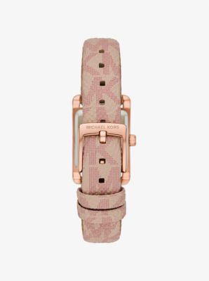 Petite Monroe Rose Gold-Tone and Logo Strap Watch in ROSE GOLD | Michael Kors