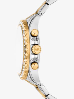 Oversized Everest Pav&eacute; Two-Tone Watch in TWO TONE | Michael Kors