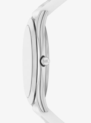 Oversized Aspyn Silver-Tone and Silicone Strap Watch in SILVER | Michael Kors