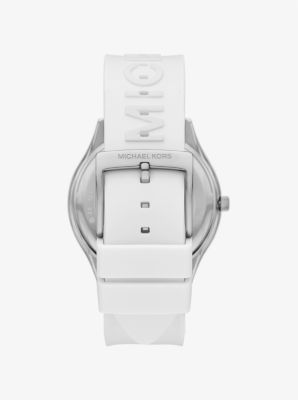 Oversized Aspyn Silver-Tone and Silicone Strap Watch in SILVER | Michael Kors
