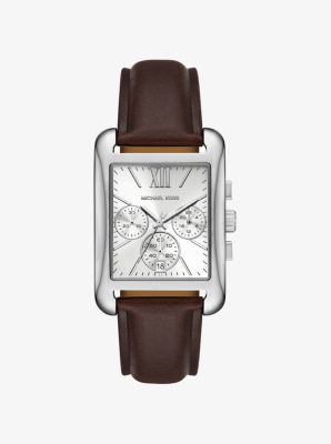 Monroe Silver-Tone and Leather Watch in SILVER | Michael Kors