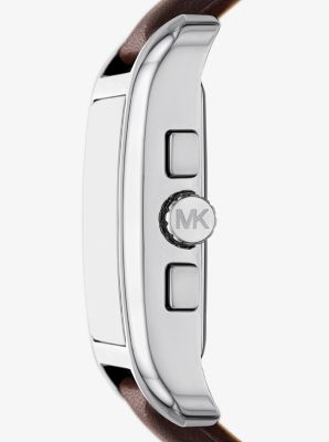 Monroe Silver-Tone and Leather Watch in SILVER | Michael Kors