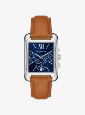 Monroe Silver-Tone and Leather Watch in SILVER | Michael Kors