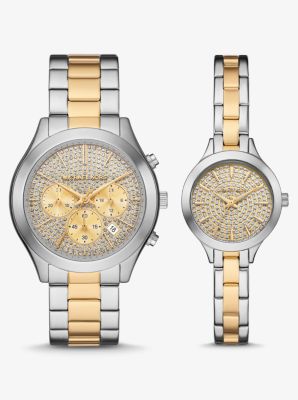 Aspyn His and Hers Pavé Two-Tone Watch Set image number 0