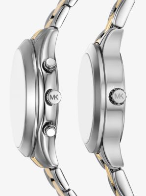 Aspyn His and Hers Pavé Two-Tone Watch Set image number 1