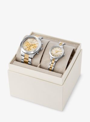 Aspyn His and Hers Pavé Two-Tone Watch Set image number 3