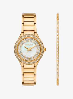 Mini Sylvia Pavé Gold-Tone Watch and Bracelet Gift Set