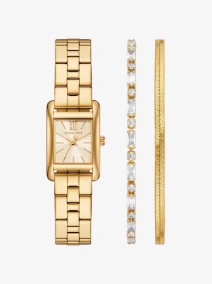 Michael Kors Mini Monroe Gold-tone Watch And Jewelry Gift Set In Gold