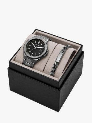 Set de regalo de joyería y reloj Callum oversize en tono plomizo