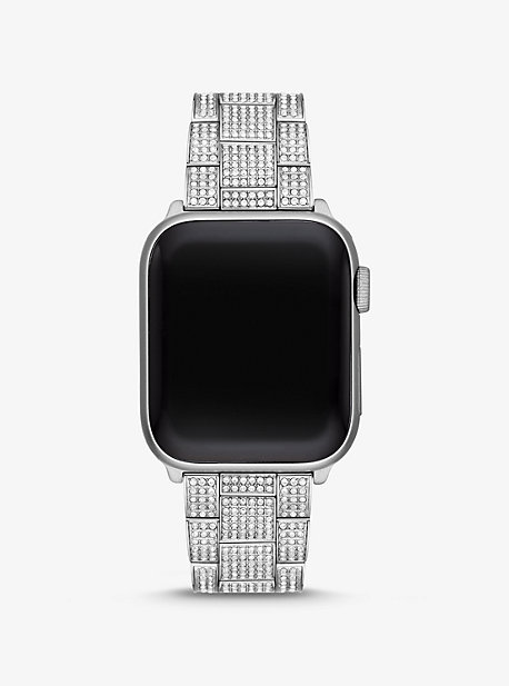 MK Pave Silver-Tone Strap For Apple Watch(r) - Silver - Michael Kors