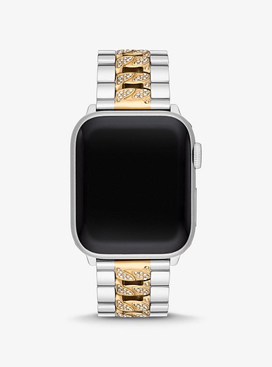 Pavé Two-tone Curb Link Strap For Apple Watch® | Michael Kors