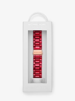 Red Coated Stainless Steel Strap For Apple Watch Michael Kors