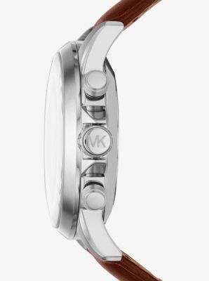 Michael kors men's silvertone leather strap gage hybrid smart outlet watch