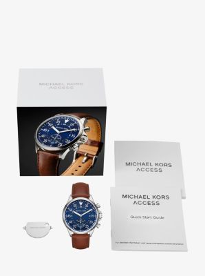 Michael kors men's silvertone leather hot sale strap gage hybrid smart watch