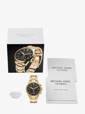 Michael kors men's silvertone leather deals strap gage hybrid smart watch