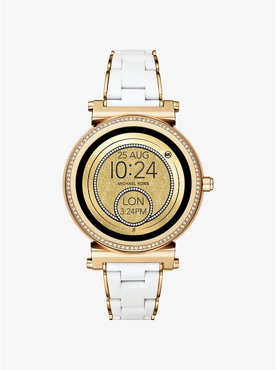 Sofie Pavé Gold-Tone and Silicone Smartwatch