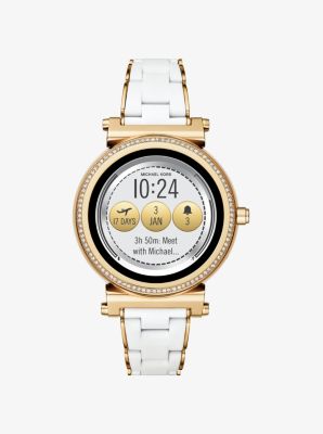 Sofie Pavé Gold-Tone and Silicone Smartwatch