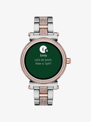 Michael kors sofie 2025 pave silver tone smartwatch