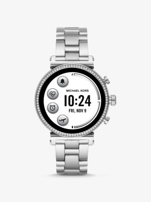 michael kors smartwatch silver with diamonds