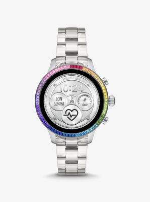 runway heart rate acetate and rainbow pavé smartwatch