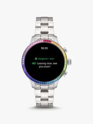 runway heart rate acetate and rainbow pavé smartwatch