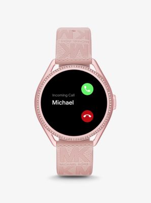 Michael Kors Access Gen 5E MKGO Pink-Tone and Logo Rubber Smartwatch image number 5