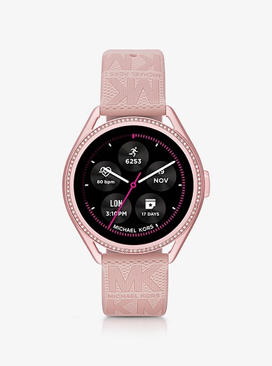 Michael Kors Access Gen 5e Mkgo Pink-tone And Logo Rubber Smartwatch | Michael  Kors