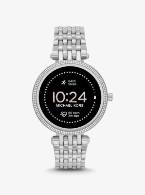 michael kors smartwatch silver with diamonds