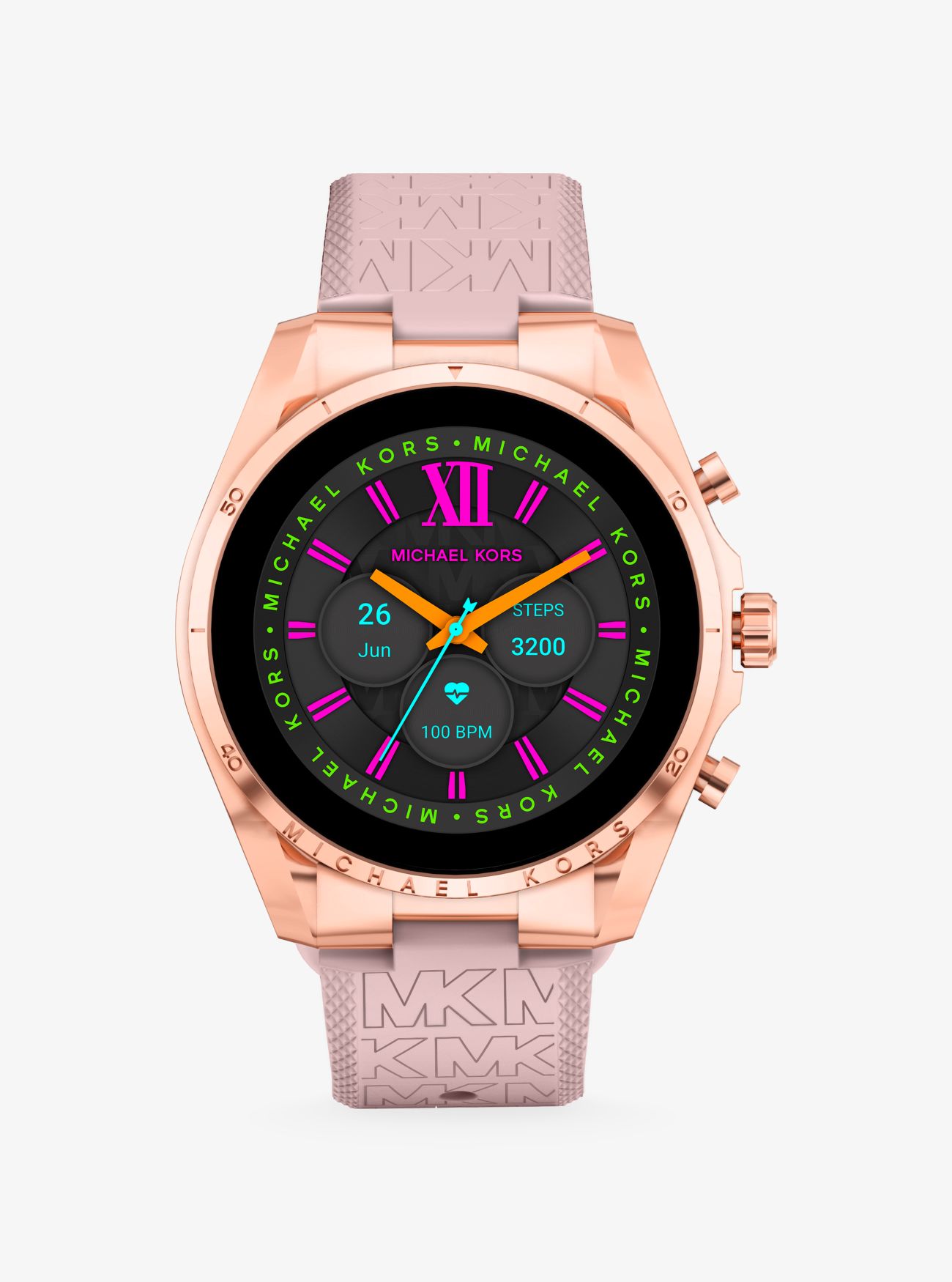 MK Gen 6 Bradshaw Rose Gold-Tone and Logo Silicone Smartwatch - Pink - Michael Kors