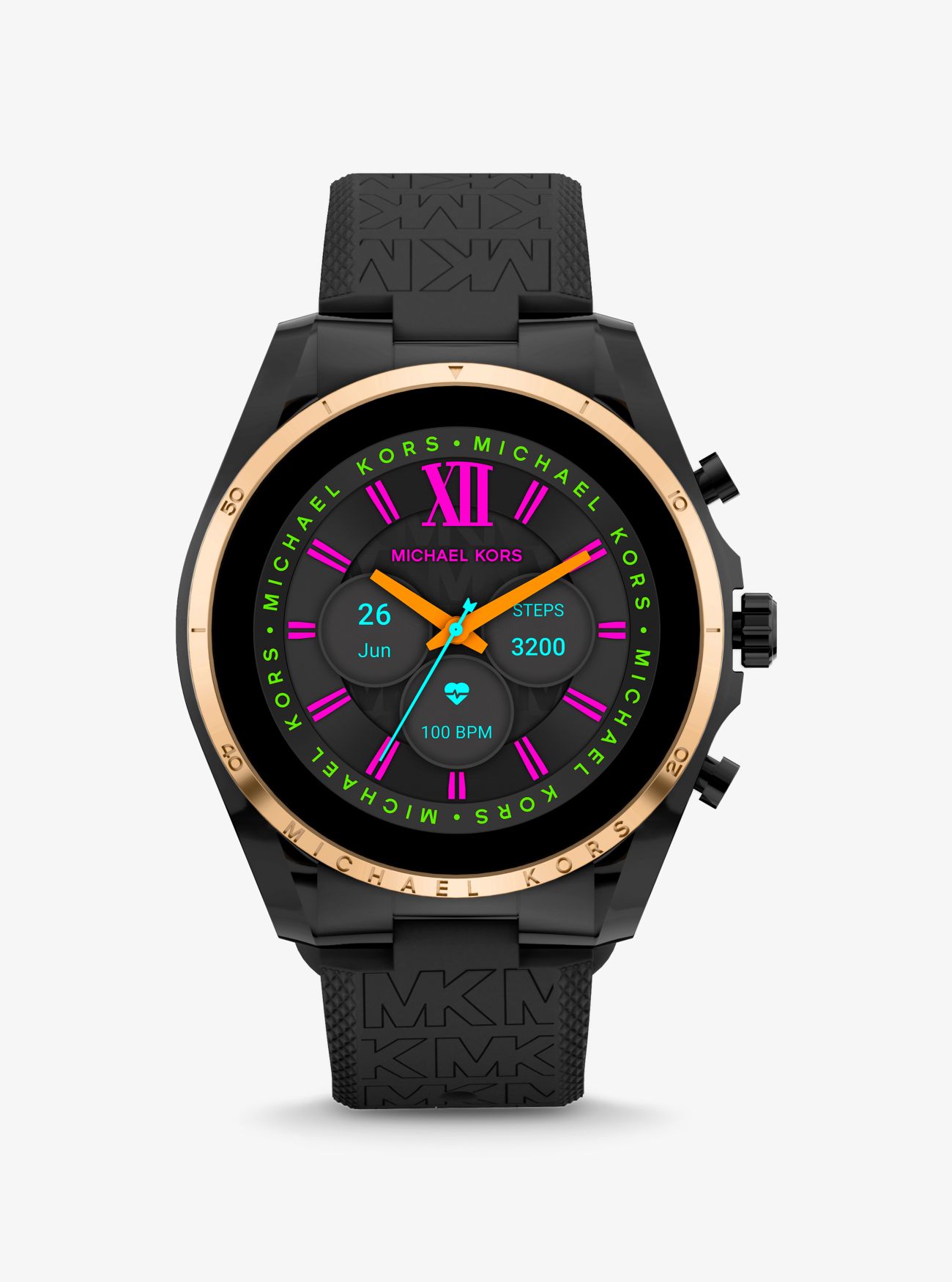 MK Gen 6 Bradshaw Black-Tone and Logo Silicone Smartwatch - Black - Michael Kors