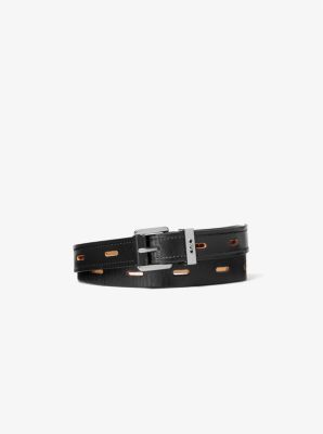 Michael Kors Cutout Leather Blend Belt In Black