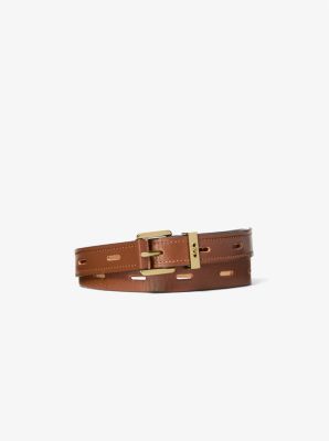 Michael Kors Cutout Leather Blend Belt In Brown