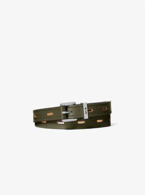 Michael Kors Cutout Leather Blend Belt In Green