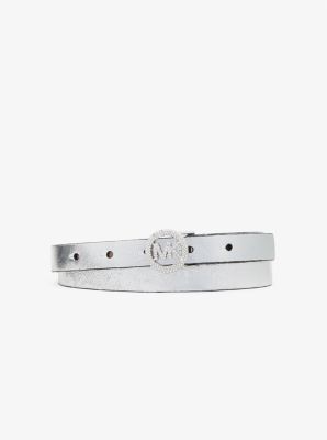 Michael Kors Embellished Metallic Leather Belt In Metallic
