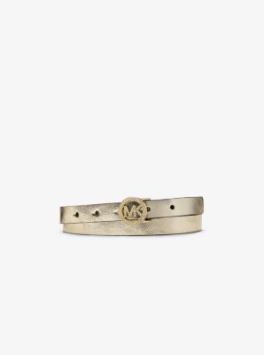 Michael Kors Embellished Metallic Leather Belt In Gold