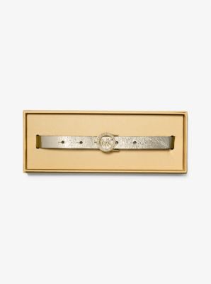 Cintura in pelle metallizzata con logo e pavé in ORO | Michael Kors