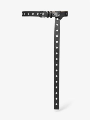 Michael Kors Grommeted Leather Belt In Black