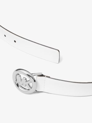 Logo Leather Belt in OPTIC WHITE | Michael Kors
