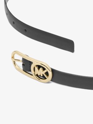 Cintur&oacute;n de piel con hebilla y logotipo in NEGRO | Michael Kors