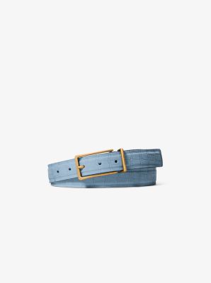 Crocodile Embossed Leather Belt
