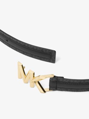 G&uuml;rtel aus Leder und Signature-Logostoff