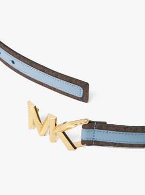 G&uuml;rtel aus Leder und Signature-Logostoff